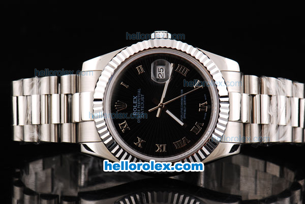 Rolex Datejust II Oyster Perpetual Automatic Movement Black Dial with Silver Rome Numeral Marker and SS Strap - Click Image to Close